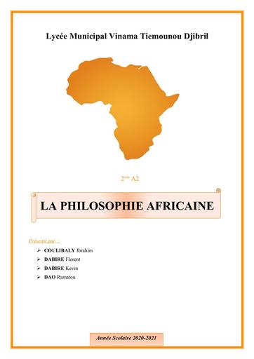 Expose sur La philosophie Africaine by Tehua