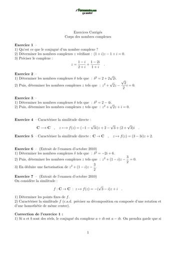 EXERCICE DE CORRIGE BTP MATHS  CORPS DES NOMBRES COMPLEXES BY TEHUA