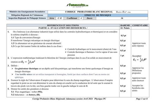 PROBAT AD 2024  SUJET PC CORRIGE BY TEHUA