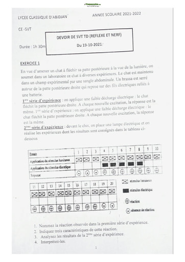 Sujet de Svt Terminale D 21-22