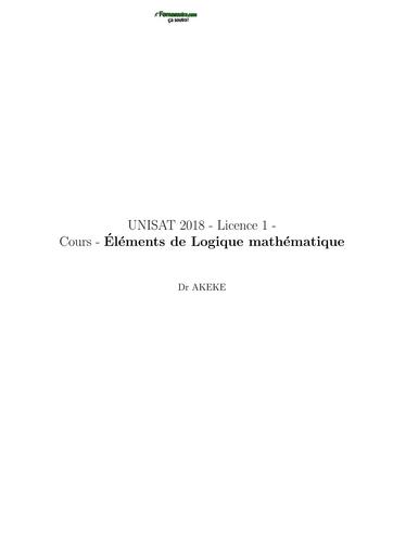 LICENCE MATHS INFO COURS SUR logique maths prof M  Akeke by TEHUA