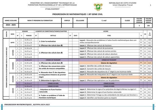 GENIE CIVIL 1e Année  BT