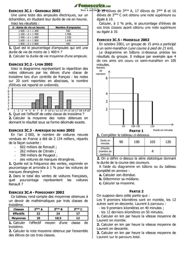Sujet de Mathématiques extrait du BEPC 2002 - France