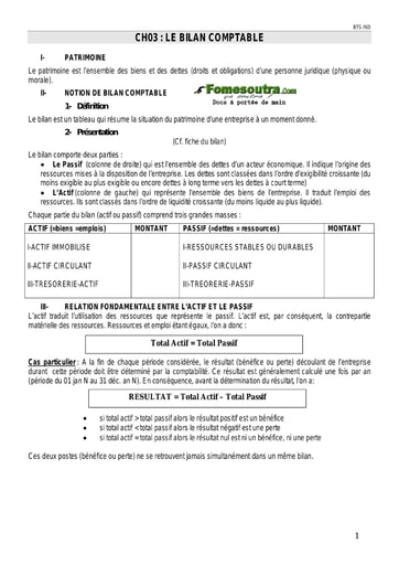 Le bilan comptable - BTS Industriel