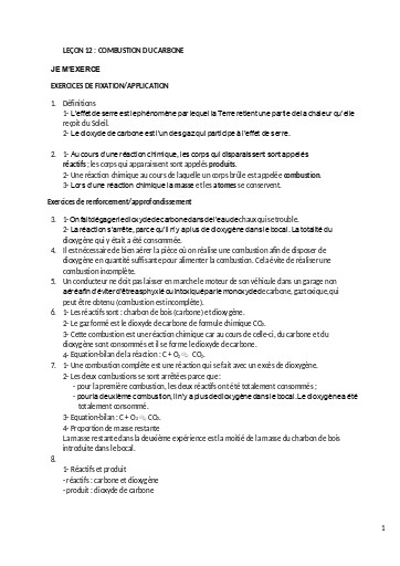 Leçon 12   Combustion du carbone (corrigés)
