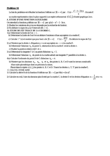 Problème 14 de maths niveau Terminale scientifique et BTS
