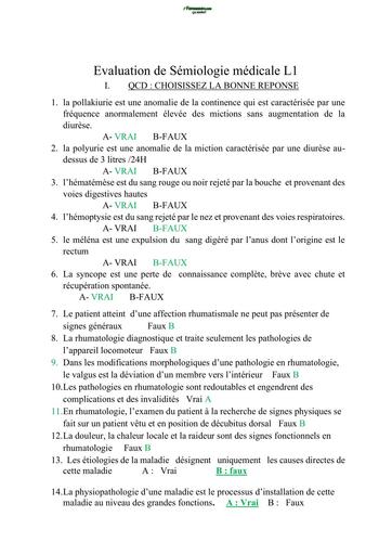 INFAS Evaluation de Semiologie medicale by TEHUA
