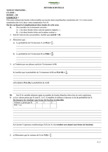 Devoir de Mathématique 2021-2022