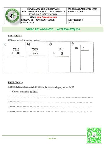 FICHE 4 MATHS CE2 by TEHUA