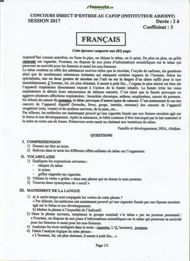 CONCOURS CAFOP français AI 2017 BY TEHUA