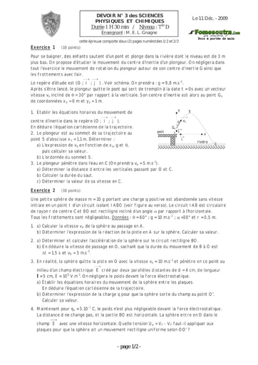 Devoir (13) Physique-Chimie niveau Terminale D - EMPT Bingerville