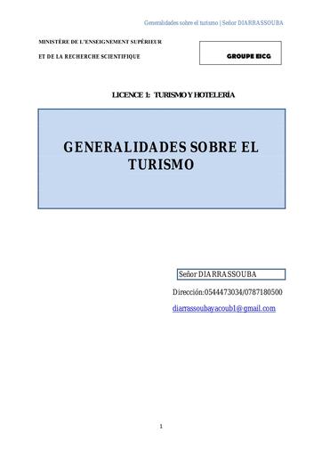 L 1 Leccion1 GENERALITES SUR LE TOURISME Por LUDOV TA'N