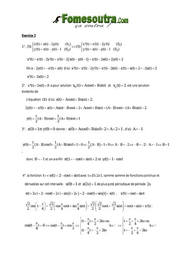 Corrigé Maths BTS blanc BTS GO 1998