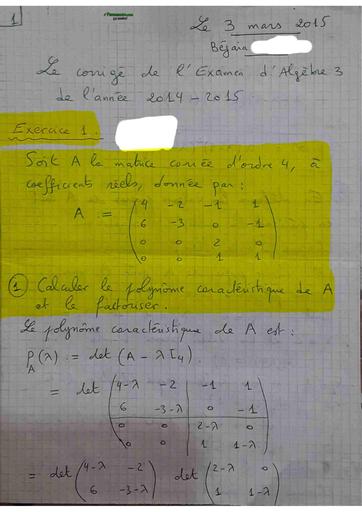 Examen3+Solution Algèbre 3 L2 by TEHUA