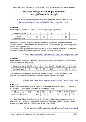 Exercices corrigés de statistiques TD