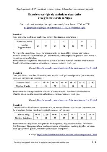 Exercices corrigés de statistiques TD