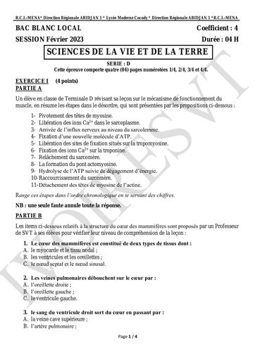 BAC BLANC SVT LOCAL LYCEE MODERNE DE COCODY 2023+CORRO by Tehua