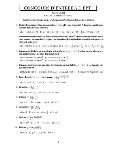 CONCOURS D'ENTRÉE À L'EPT 2021 by Tehua