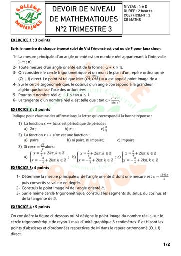 DEVOIR DE NIVEAU DE MATHEMATIQUES 2 1ere D1 MAI 2023 DJAHASHIKAN