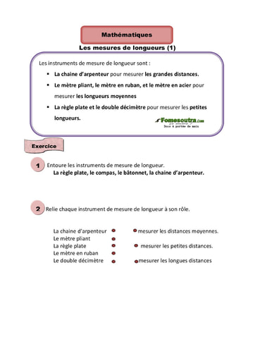 Les mesures de longueurs (1)