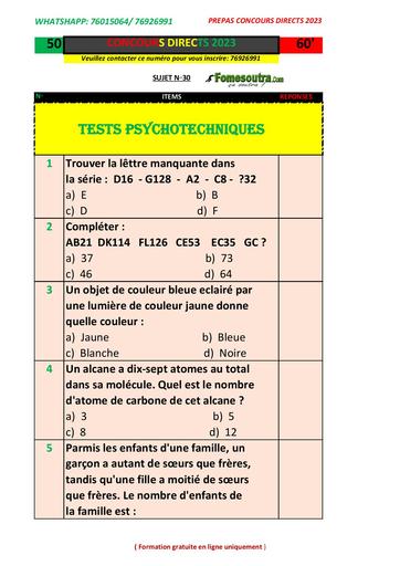 CG SUJET N° 30