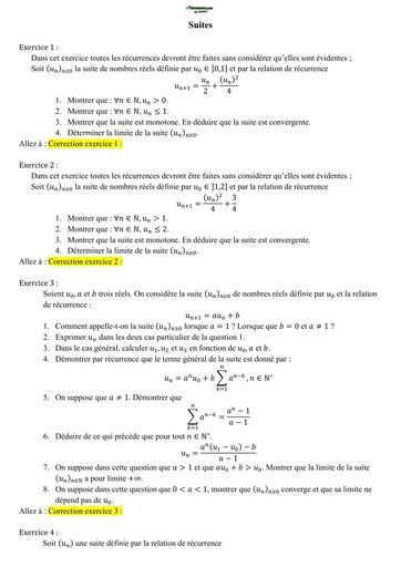 LICENCE MATHS INFO EXERCICES CORRIGES SUITE ET FONCTIONS DÉRIVABLES by TEHUA