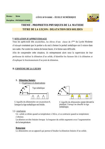 PC 5ème L11 Dilattion des solides