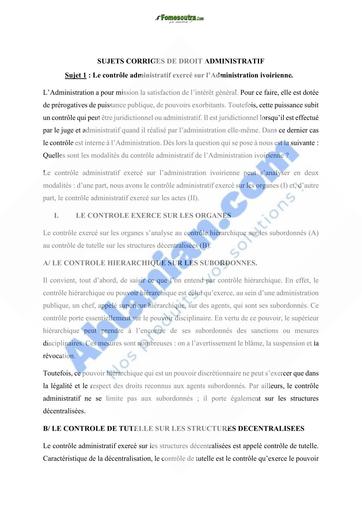 ENA SUJETS CORRIGES DE DROIT ADMINISTRATIF by TEHUA