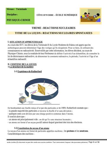 Tle D PHY L18 Réactions nucléaires spontanées by Tehua