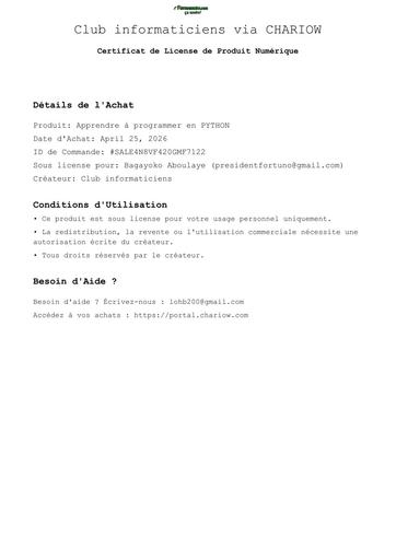 COURS D'INFORMATIQUE Apprenez à programmer en python BY TEHUA