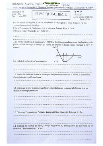 Sujet Prépas BAC Physique-Chimie 2023