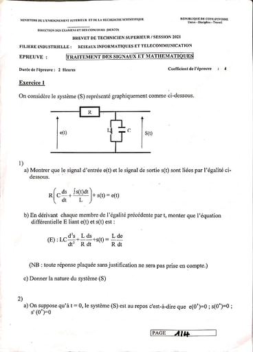 Traitement des signaux et mathematique bts  2021 9