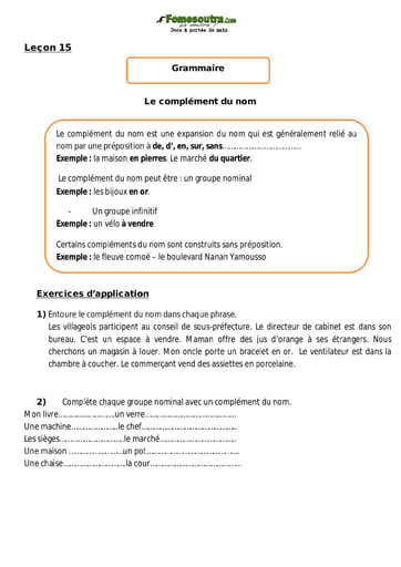 Le complément du nom - Cours CM1
