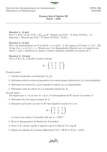 Examen5 Algèbre 3 L2 by TEHUA