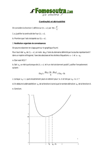 TP1 Continuité et Dérivabilité - niveau Terminale Scientifique