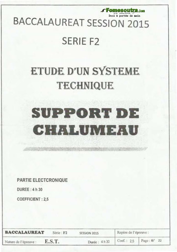 Sujet d'Electronique BAC F2 2015