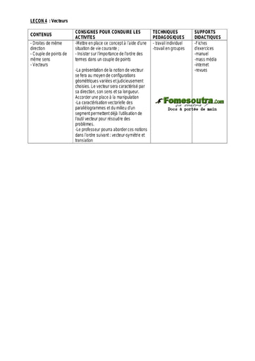 Vecteurs (2) - Guide pédagogique Maths 4ème