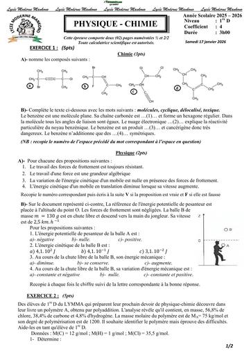 DEVOIR DE PC NIVEAU 1ière D MANKONO 2025 by TEHUA