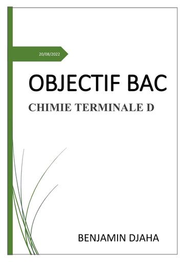 Objectif Travaux Dirigés BAC Chimie Tle D au format apc 2025 BY TEHUA