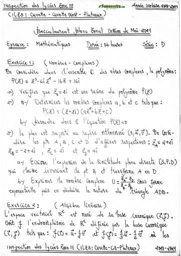 Bac blanc2021(zone3 Mathématiques) by Tehua