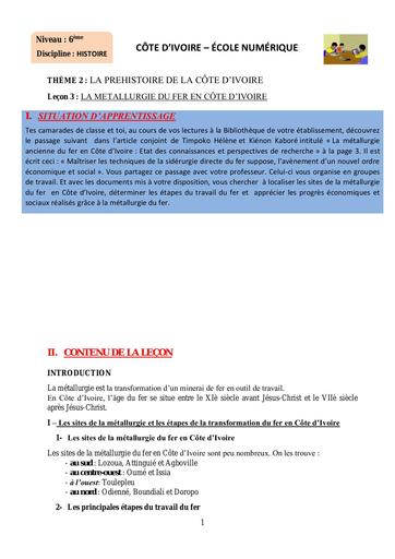 6ème H8 La métallurgie du fer en Côte dIvoire