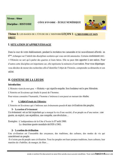 6ème H1 Lhistoire et son objet