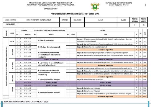 GENIE CIVIL 3e Année  BT