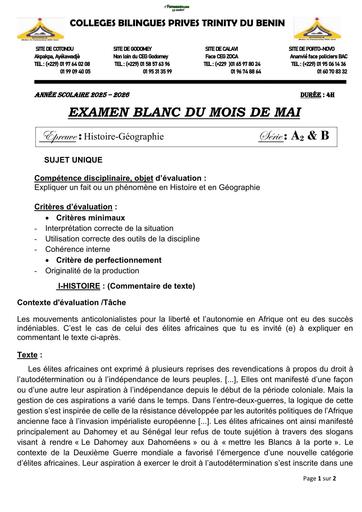 2eme EXAMEN BLANC INTERNE  Hist Géo Tle A2B 2026 BY TEHUA