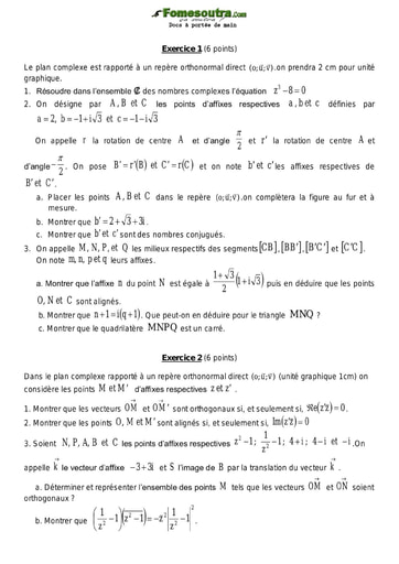 Devoir de maths niveau Terminale D