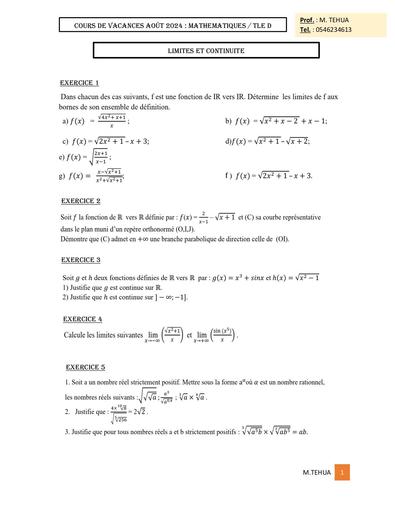 SUJET 2 MATHS Tle D by TEHUA