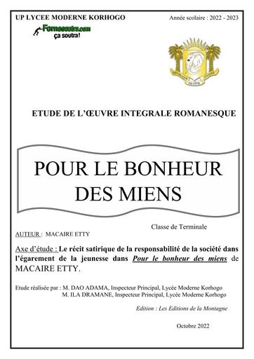 FACILITATEUR POUR LE BONHEUR DES MIENS CLASSE Tle BY TEHUA