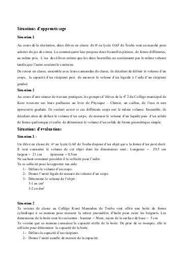 Volume d'un solide et liquide Masse d'un solide NIVEAU 6ième BY TEHUA