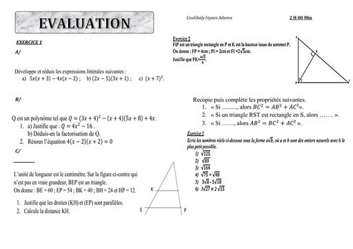 Evaluation 3eme By inyass