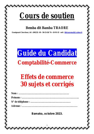 30 Sujets et Corrigés comptabilité commerce by Tehua